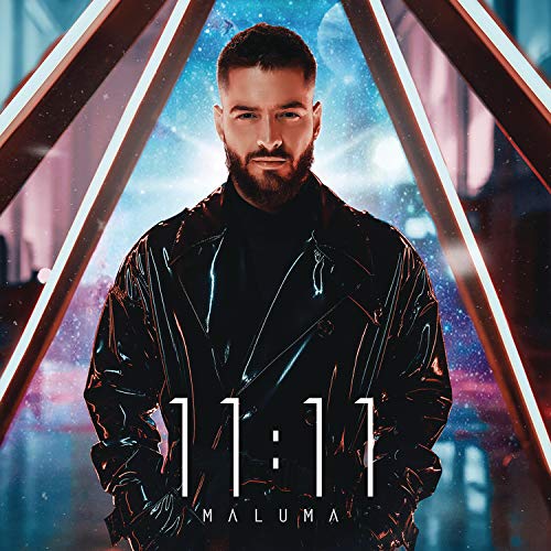 Maluma album cover, “11:11”, featuring the artist in a black jacket.