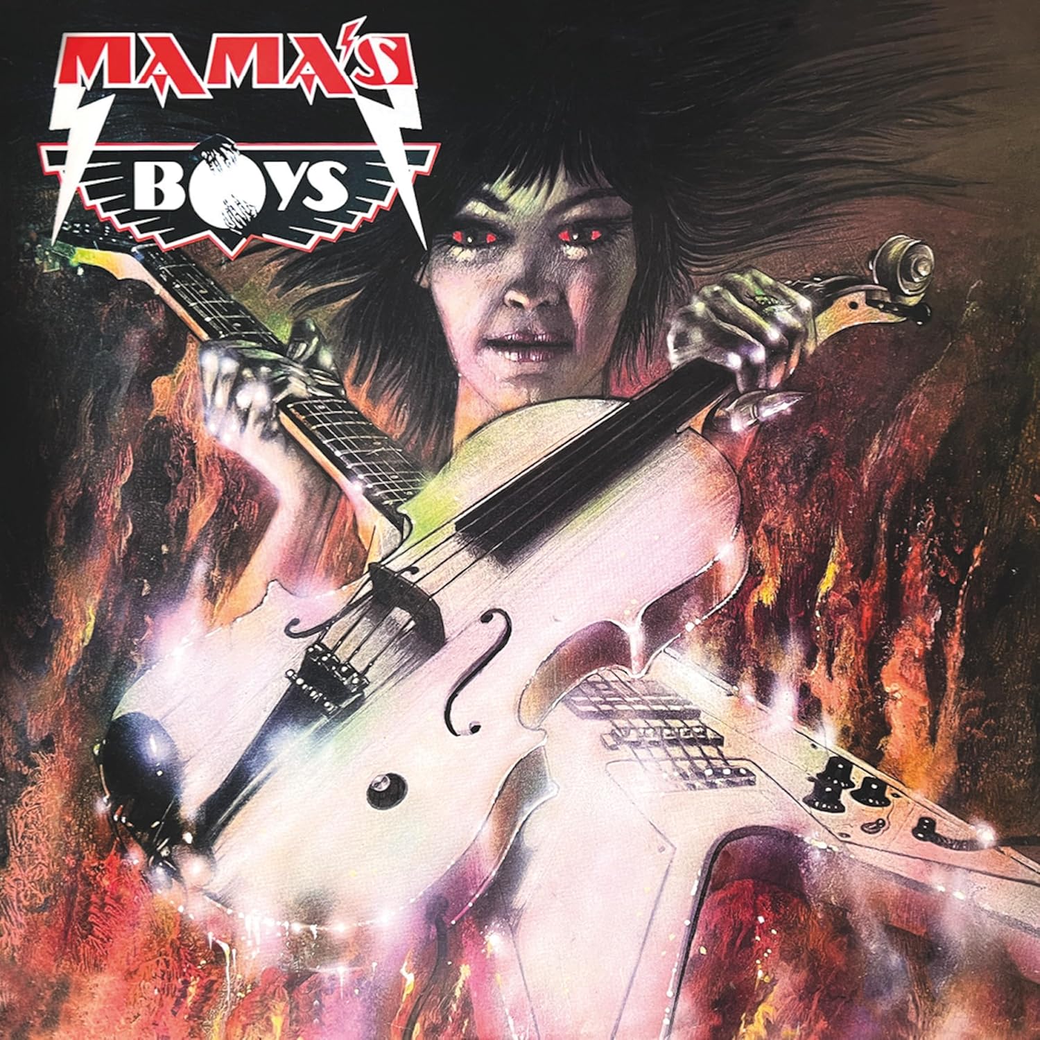 Mama's Boys CD cover: man with guitar, fiery background, band logo.