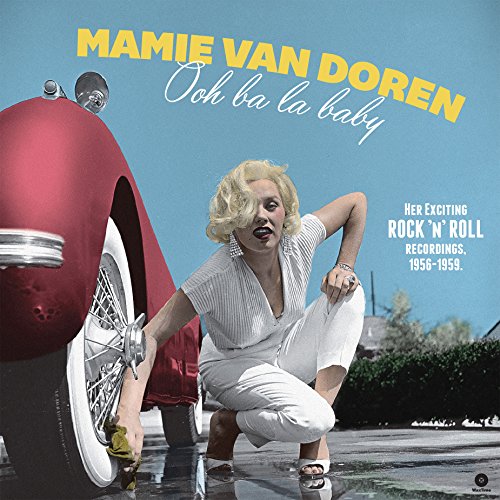 Mamie Van Doren album cover featuring a blonde woman and red car.
