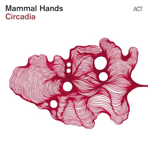 Album cover featuring a red, organic, line-drawn shape with circular cutouts on white background.