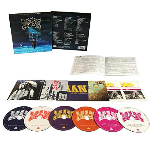 Man - Evolution" CD box set with multiple discs, booklet, and inserts.