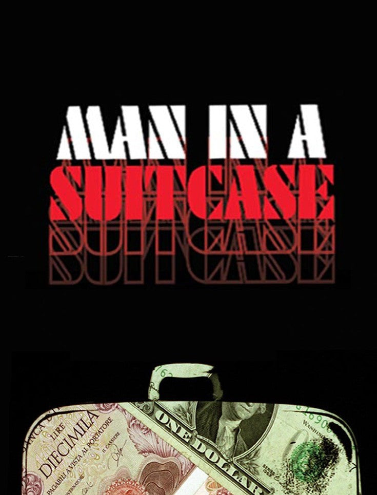 Blu-ray cover for "Man In A Suitcase" featuring money and a handle.