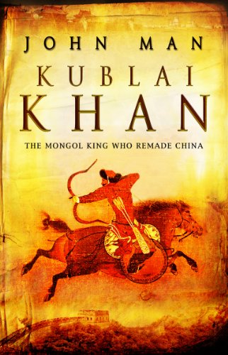Book cover: Kublai Khan, depicting a mounted archer in orange clothing.
