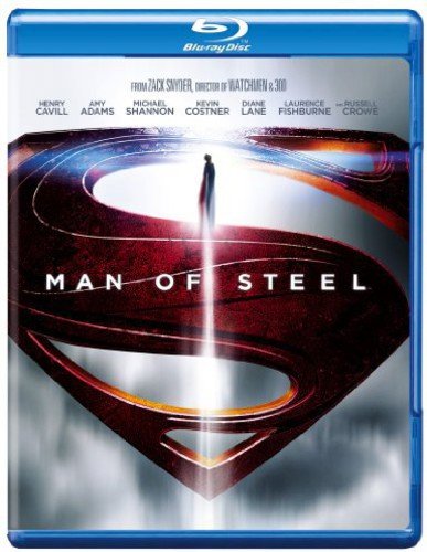 Blu-ray cover for "Man of Steel" featuring Superman’s symbol and figure.