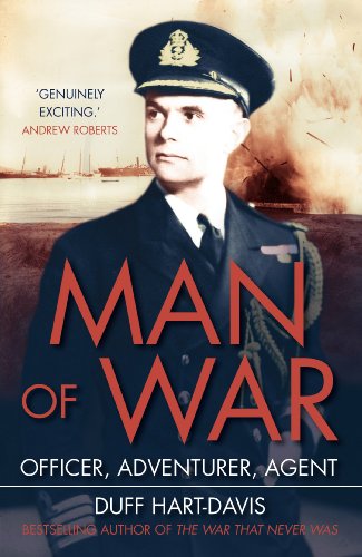 Book cover: "Man of War" featuring a man in a naval uniform, historical setting.