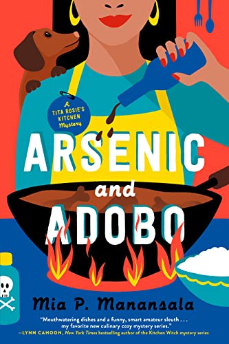 Book cover: woman cooking, dog, skull & crossbones, and bold text.
