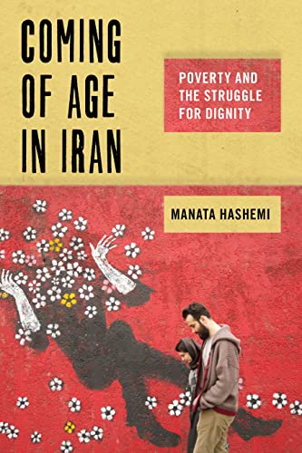 Book cover: “Coming of Age in Iran” with mural of figures and flowers.