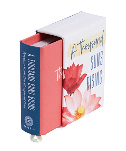 Tiny book with red cover and floral illustration, titled "A Thousand Suns Rising".