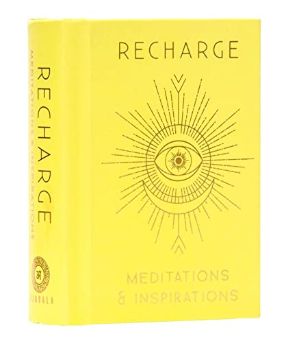 Yellow mini book, “Recharge,” with a white eye illustration on the cover.