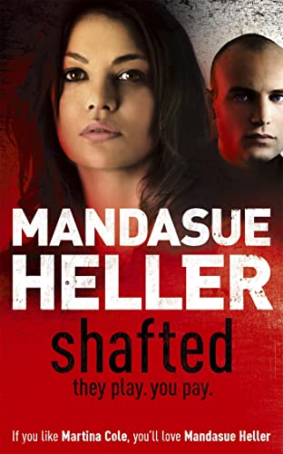 Book cover: "Shafted" by Mandasue Heller, featuring two faces against red.