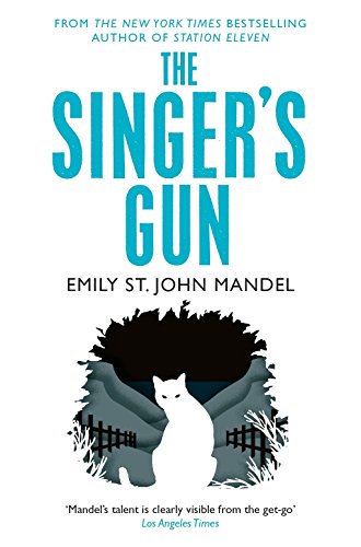 Book cover: "The Singer's Gun" with a white cat silhouetted in a dark opening.