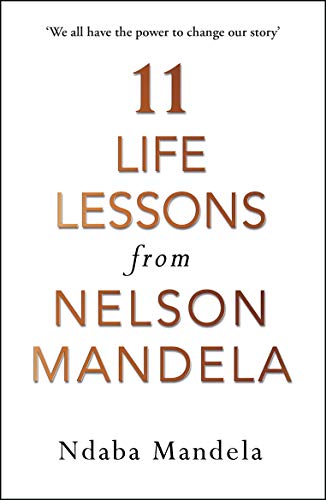 Book cover: "11 Life Lessons from Nelson Mandela" with brown text.