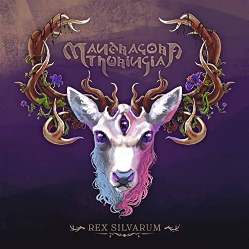 CD cover with a white deer skull adorned with branches and flowers.