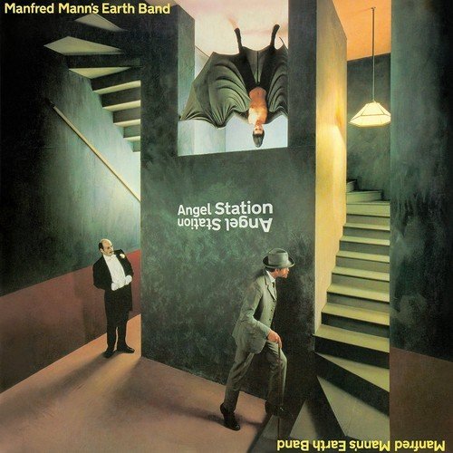 Album cover for Manfred Mann’s Earth Band’s “Angel Station” featuring men and a bat.