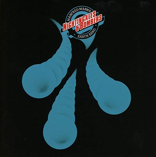 Album cover for Manfred Mann’s Earth Band’s “Nightingales & Bombers” with blue shapes.