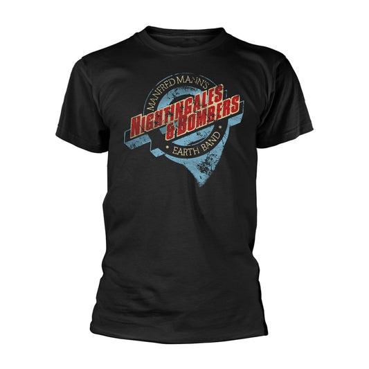 Black t-shirt with "Nightingales & Bombers" band logo graphic.