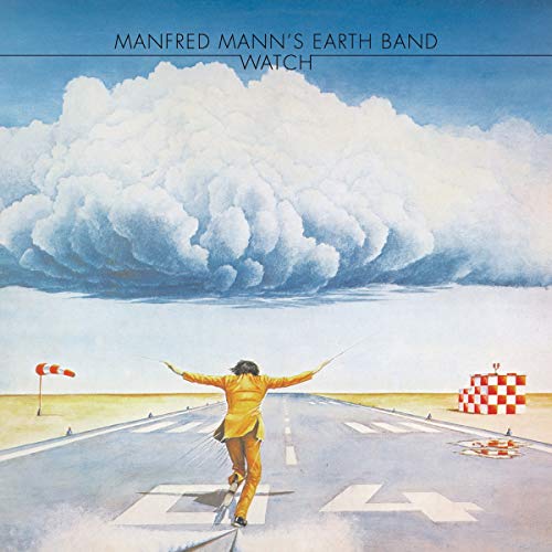 Album cover for Manfred Mann’s Earth Band “Watch” with clouds and a figure.