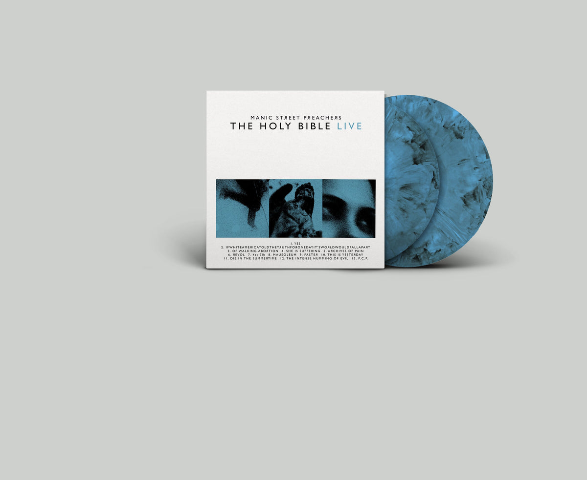 Manic Street Preachers’ “The Holy Bible Live” marbled vinyl record and sleeve.