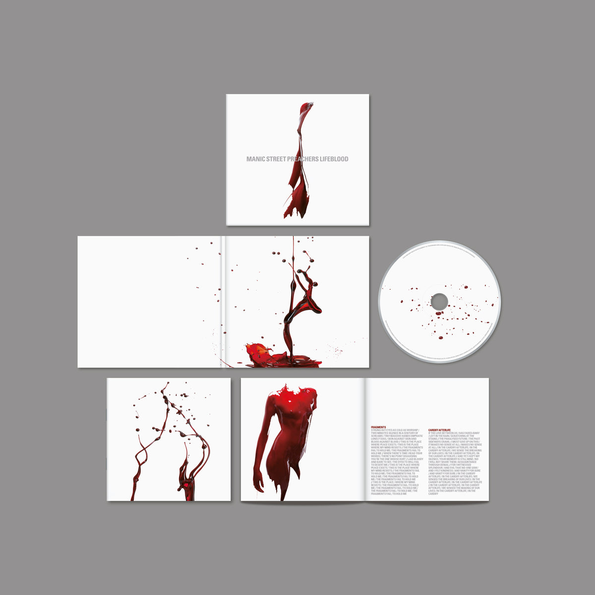 Manic Street Preachers “Lifeblood” CD packaging with red liquid imagery.