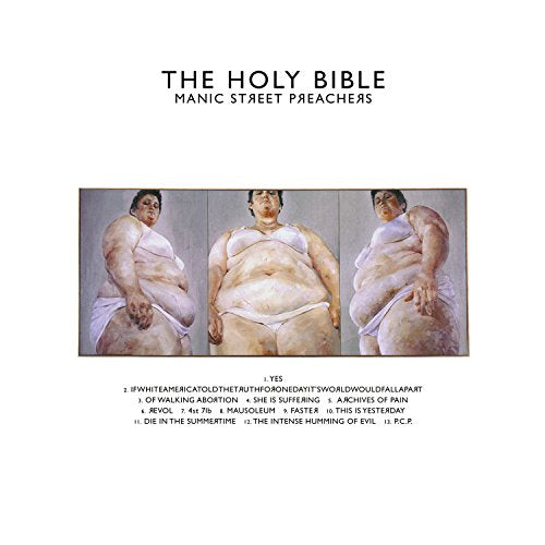 Album cover for Manic Street Preachers’ “The Holy Bible” featuring three figures.