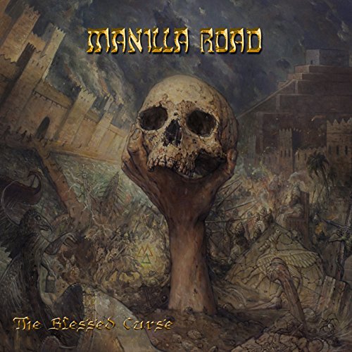 Album cover: skull held in a hand, castle background, dark fantasy art.