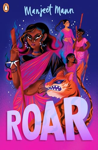 Book cover for “Roar” featuring women, a tiger, and stylized illustration.