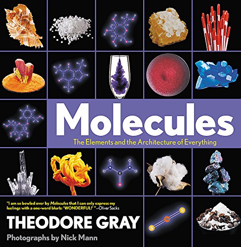 Book cover for Molecules featuring a grid of scientific images, chemical structures, and text.