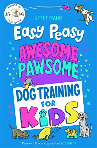 Book cover with colorful text, cartoon dogs, and a flying disc.