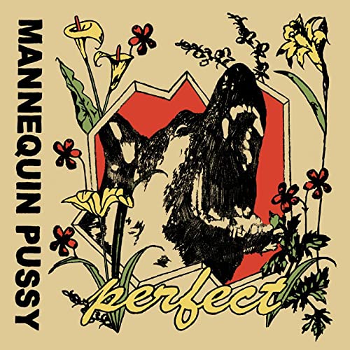 Album cover for Mannequin Pussy’s “Perfect” featuring a black cat and flowers.