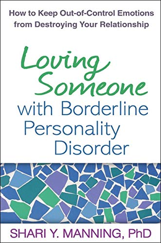 Book cover titled Loving Someone with Borderline Personality Disorder with blue and green mosaic pattern.