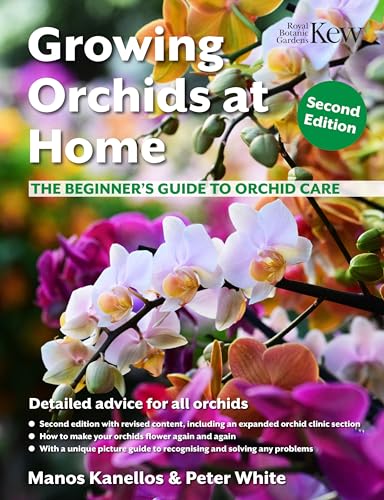 Book with orchid images, green background, and beginner's guide text on the cover.