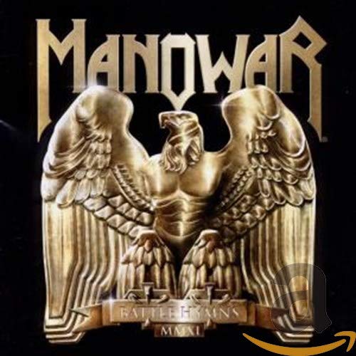Manowar album cover featuring a golden eagle and band logo.