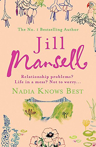 Book cover with pink text, floral illustrations, and a green landscape.