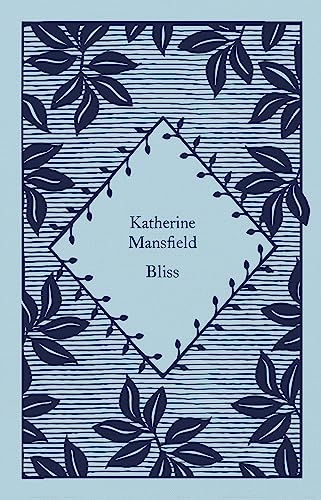 Blue book cover with floral design and text: "Katherine Mansfield Bliss".