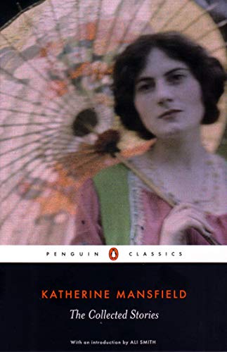 Book cover: portrait of Katherine Mansfield with a patterned parasol.