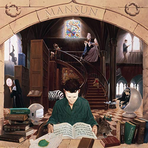 Mansun’s “Six” album cover: a painted interior with figures and books.