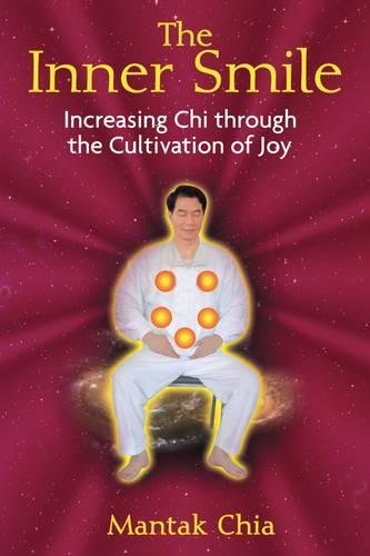Book cover: Man meditating with glowing orbs, titled “The Inner Smile.”