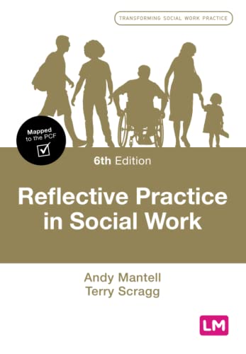 Book cover: "Reflective Practice in Social Work" with silhouettes of people.
