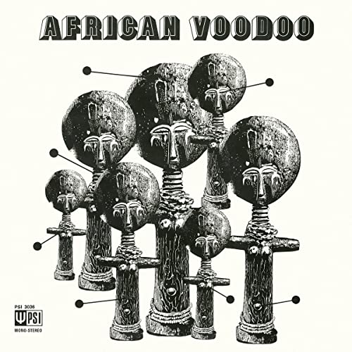 CD cover art featuring stylized black and white African tribal masks.