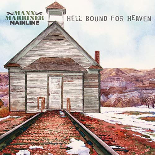 CD cover: weathered church with railroad tracks in a desert landscape.