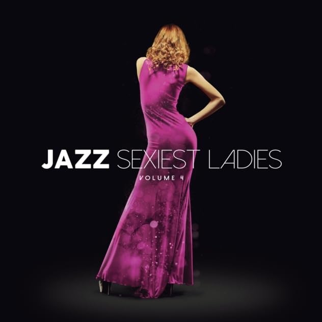 CD cover: woman in purple dress, back view, black background.
