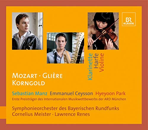 CD cover featuring three young musicians with violin, harp, and clarinet.