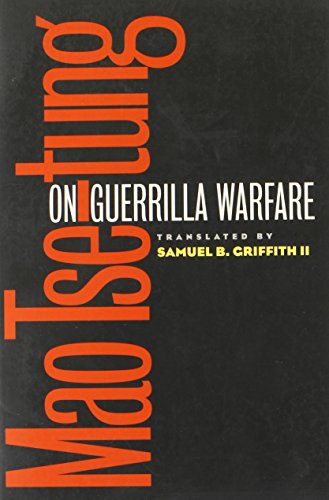 Book cover: "On Guerrilla Warfare" by Mao Tse-tung, red text on black.