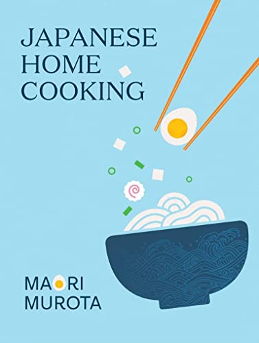 Cookbook cover with ramen, egg, and chopsticks against a blue background.