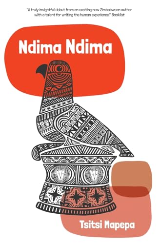 Book cover: "Ndima Ndima" with intricate bird illustration and red accents.
