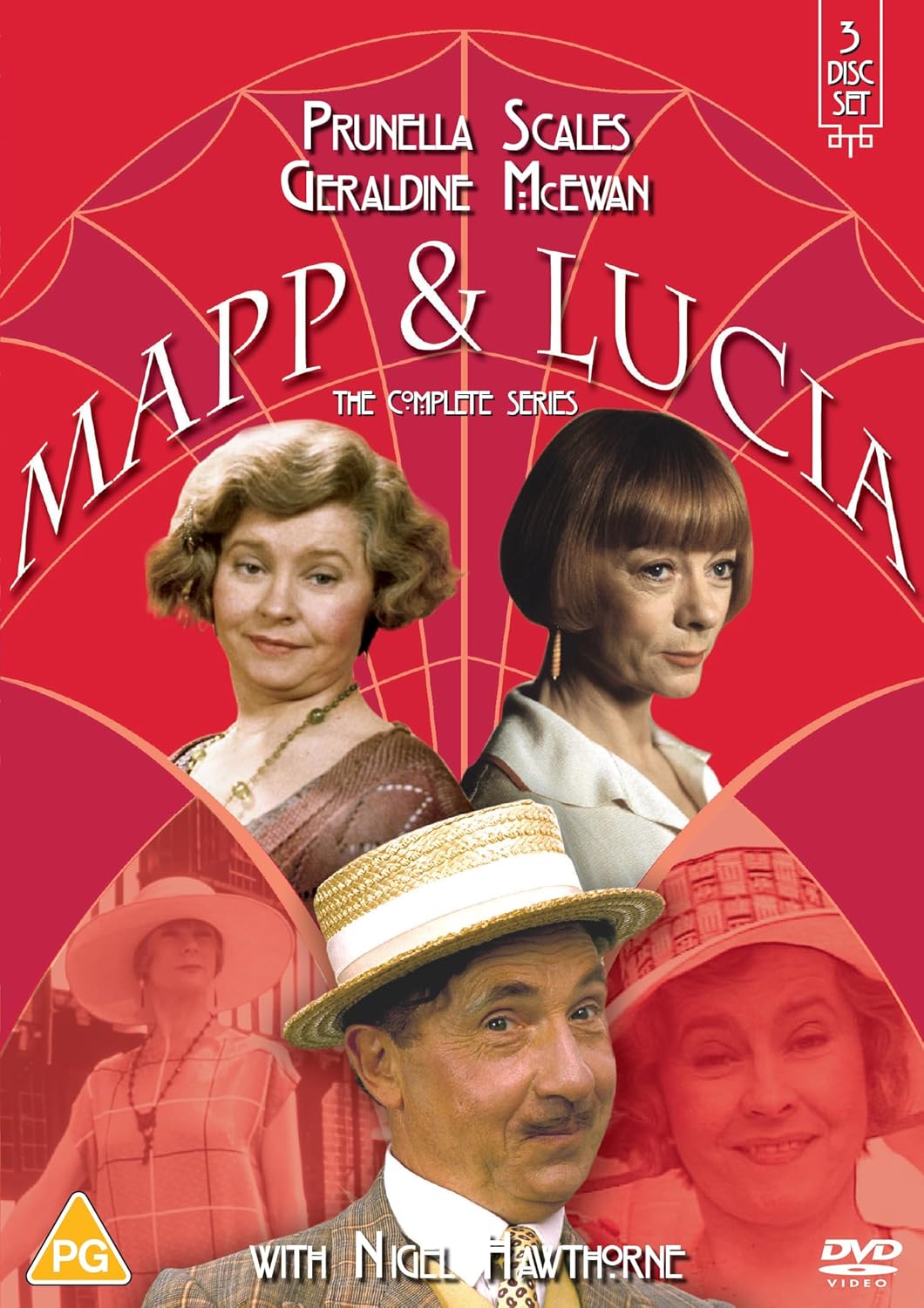 Mapp & Lucia" DVD cover featuring portraits of the main cast.