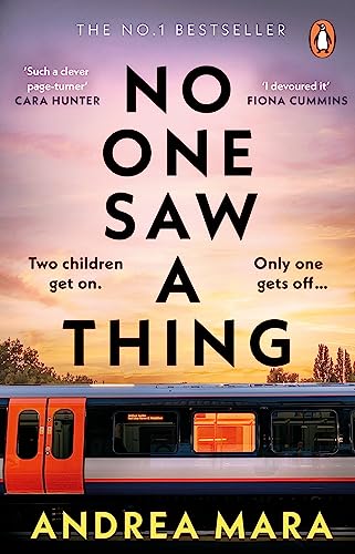 Book cover with large text, a train, and a sunset background.