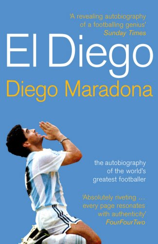 Book cover featuring Diego Maradona’s portrait with Argentinian flag colors.