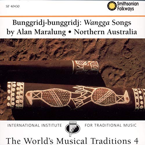 CD cover featuring decorated didgeridoos and text: “Bunggridj-bunggridj: Wangga Songs.”