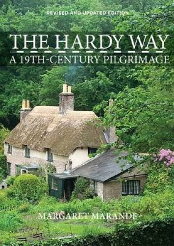 Book cover showing a thatched-roof cottage surrounded by lush green trees and gardens.